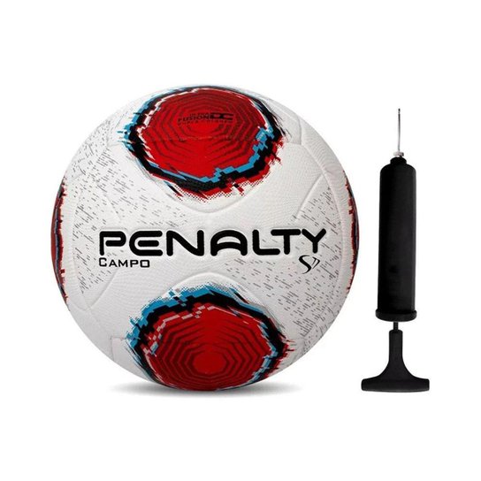 Kit Bola Campo Penalty S11 R2 XXII + Bomba de Ar - Branco+Vermelho Menor preço em Kit Bola Campo Penalty S11 R2 XXII + Bomba de Ar - Branco+Vermelho