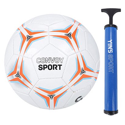 Kit Bola de Futebol Convoy N5 PVC + Bomba de Ar Manual - Unissex
