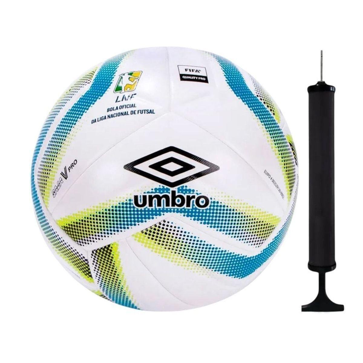 Kit Bola De Futsal Umbro Sala V Pro LNF + Bomba de Ar - Branco Único