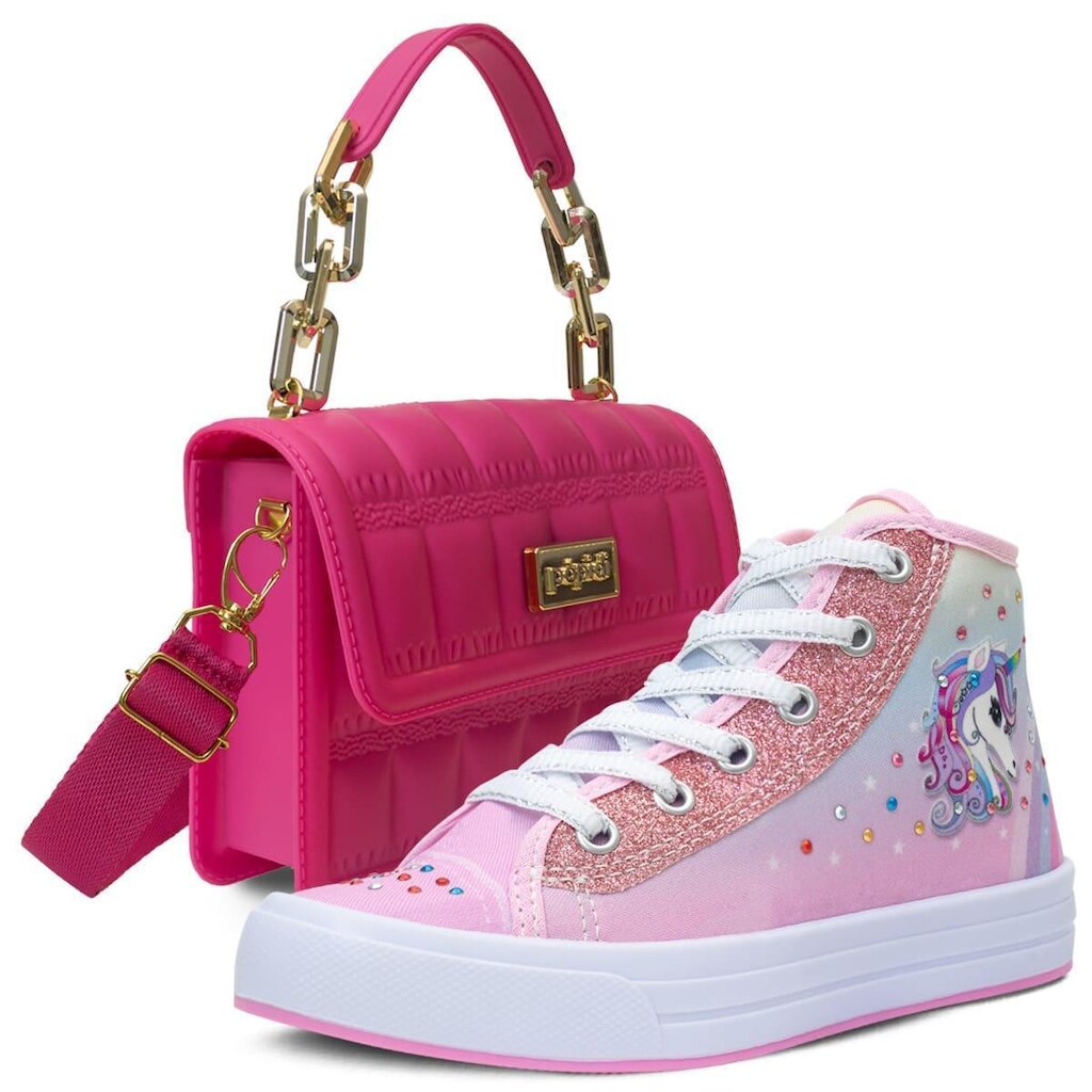 Kit Bolsa E Tenis Cano Alto Botinha Infantil Menina K21