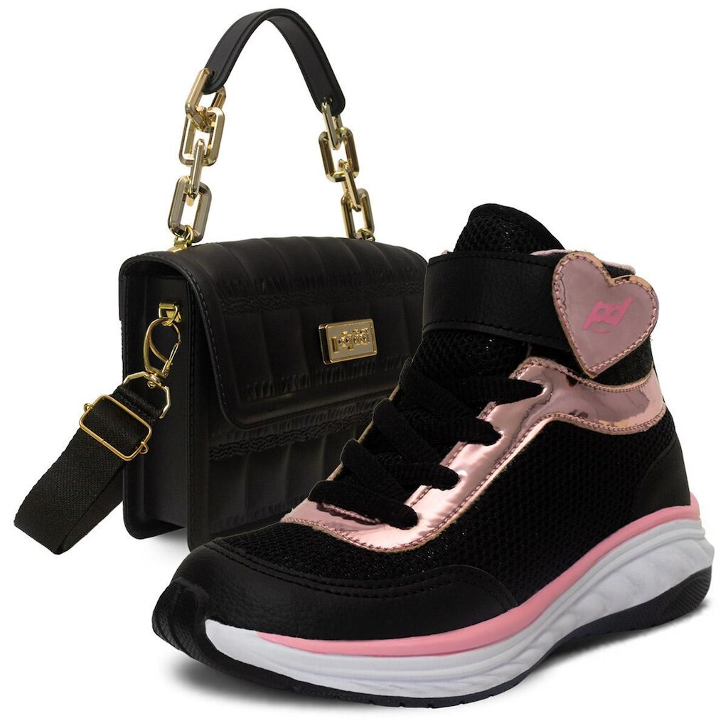 Kit Bolsa E Tenis Cano Alto Escolar Juvenil Feminino K22