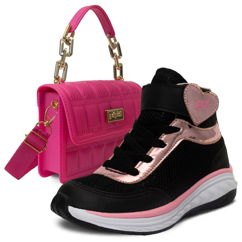 Kit Bolsa E Tenis Cano Alto Escolar Juvenil Feminino K22