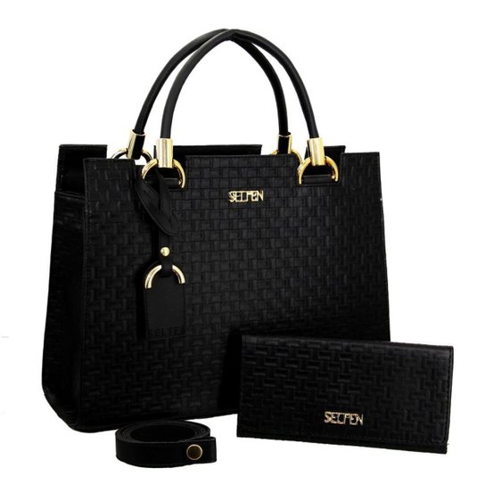Kit Bolsa Selten Alça Dupla Transversal + Carteira Feminina - Preto é ruim? Kit Bolsa Selten Alça Dupla Transversal + Carteira Feminina - Preto é boa?