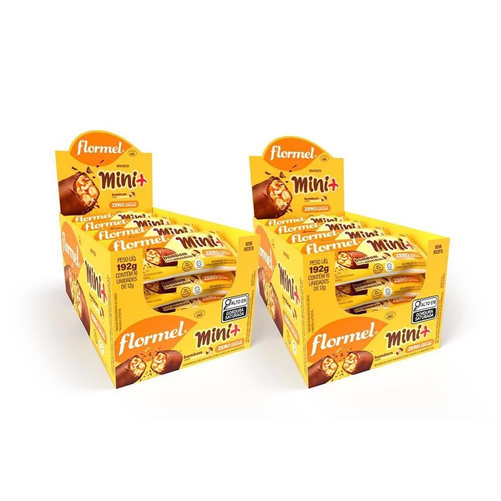 Kit Bombom De Chocolate Ao Leite Mini + Amendoim Flormel, Zero Açúcar Com 2 Unidades