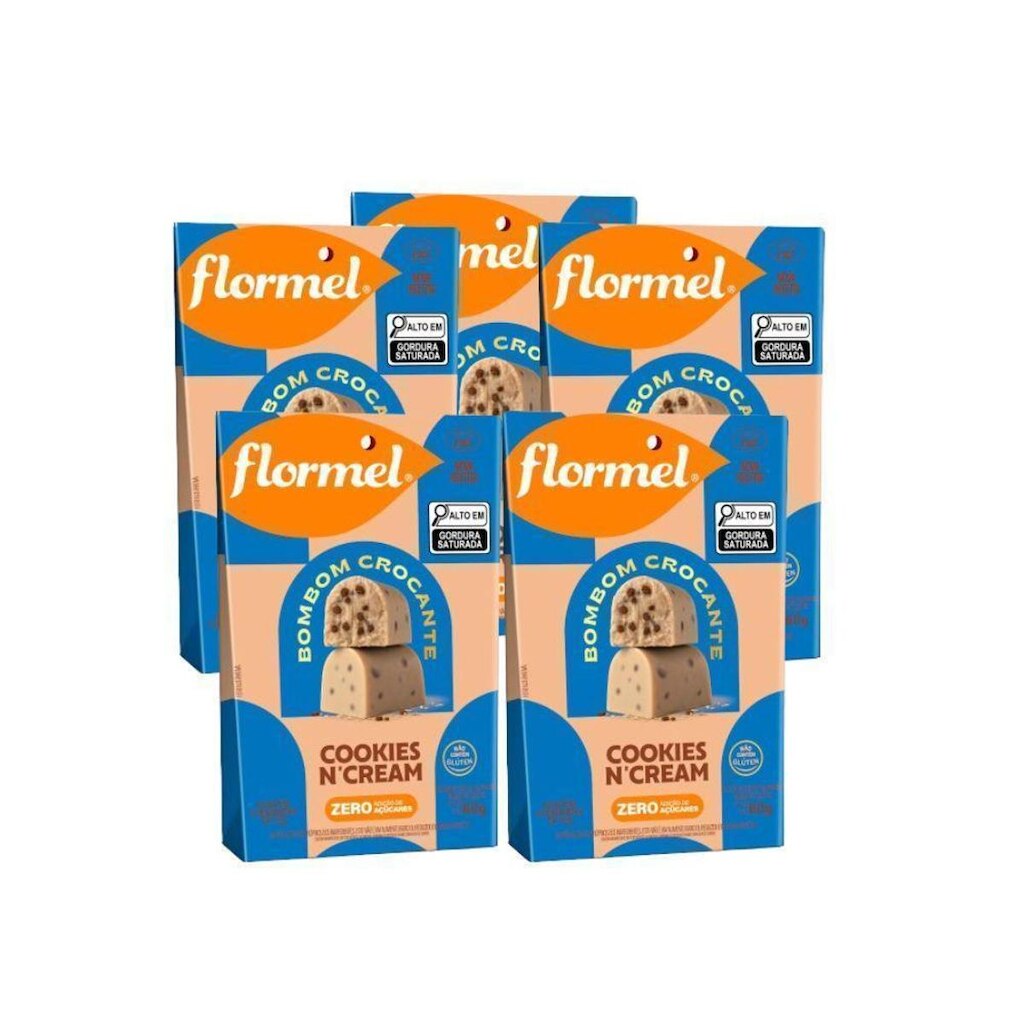 Kit Bombom Zero Flormel Com Pedaços De Cookies - 5 Unidades De 60G Cada