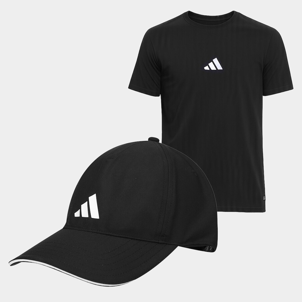 Kit Boné Adidas Bball Clima + Camiseta Adidas Small Logo Masculina