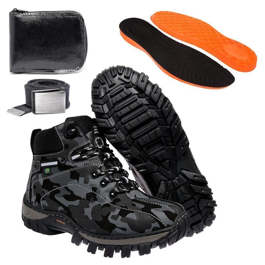 Kit Bota Coturno Adventure Masculino em Couro