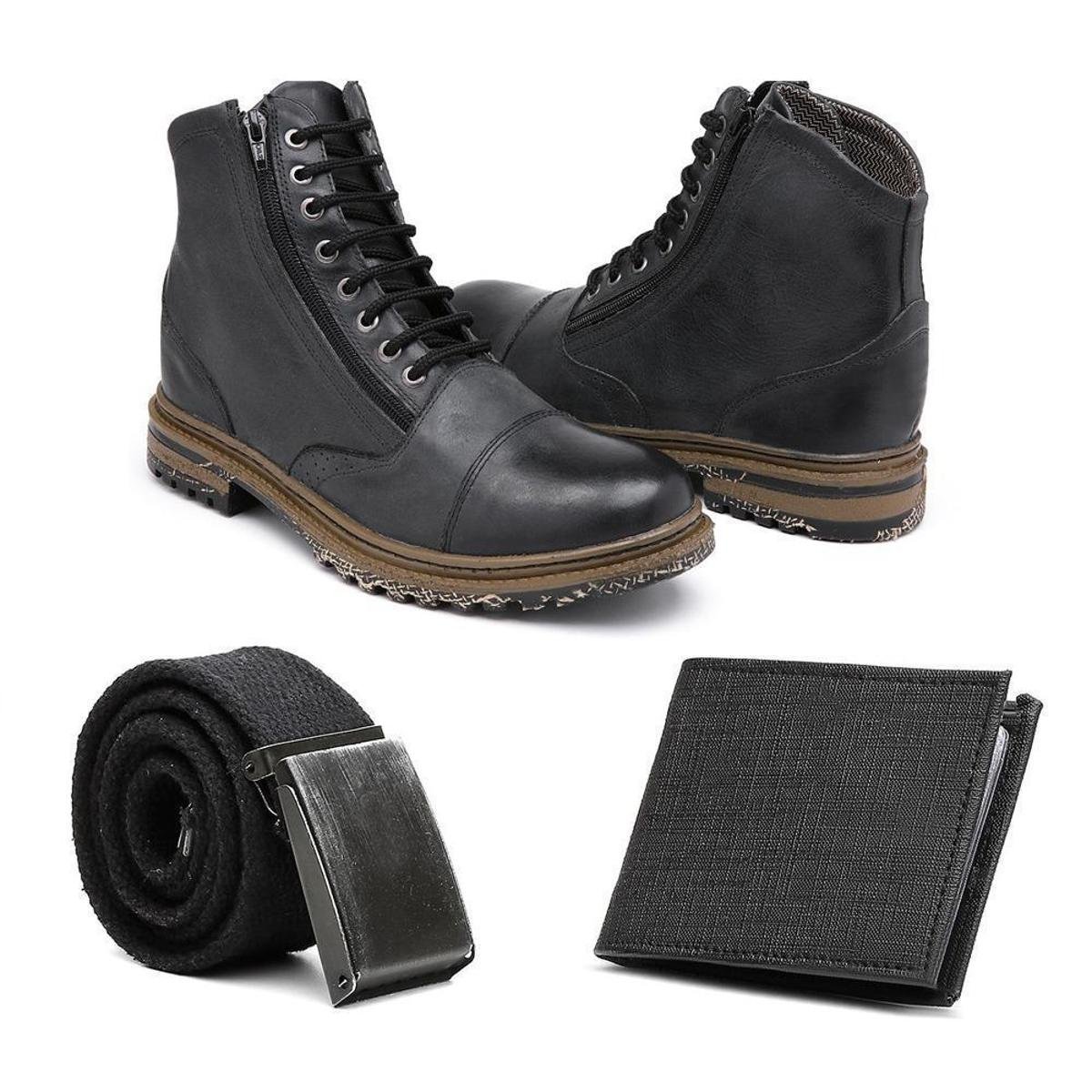 kit 3 pares de sapatênis masculino sapatofran com cinto ajustável e carteira