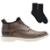 Kit Bota Democrata Garage Lock Elástico Masculina - Marrom