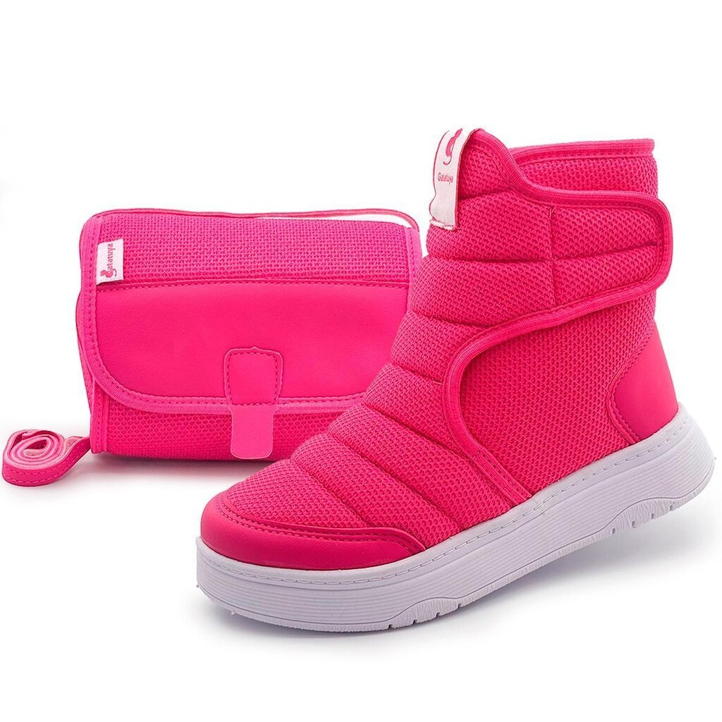 Kit Bota Infantil Menina Calce Fácil Com Bolsinha Feminina MzKid