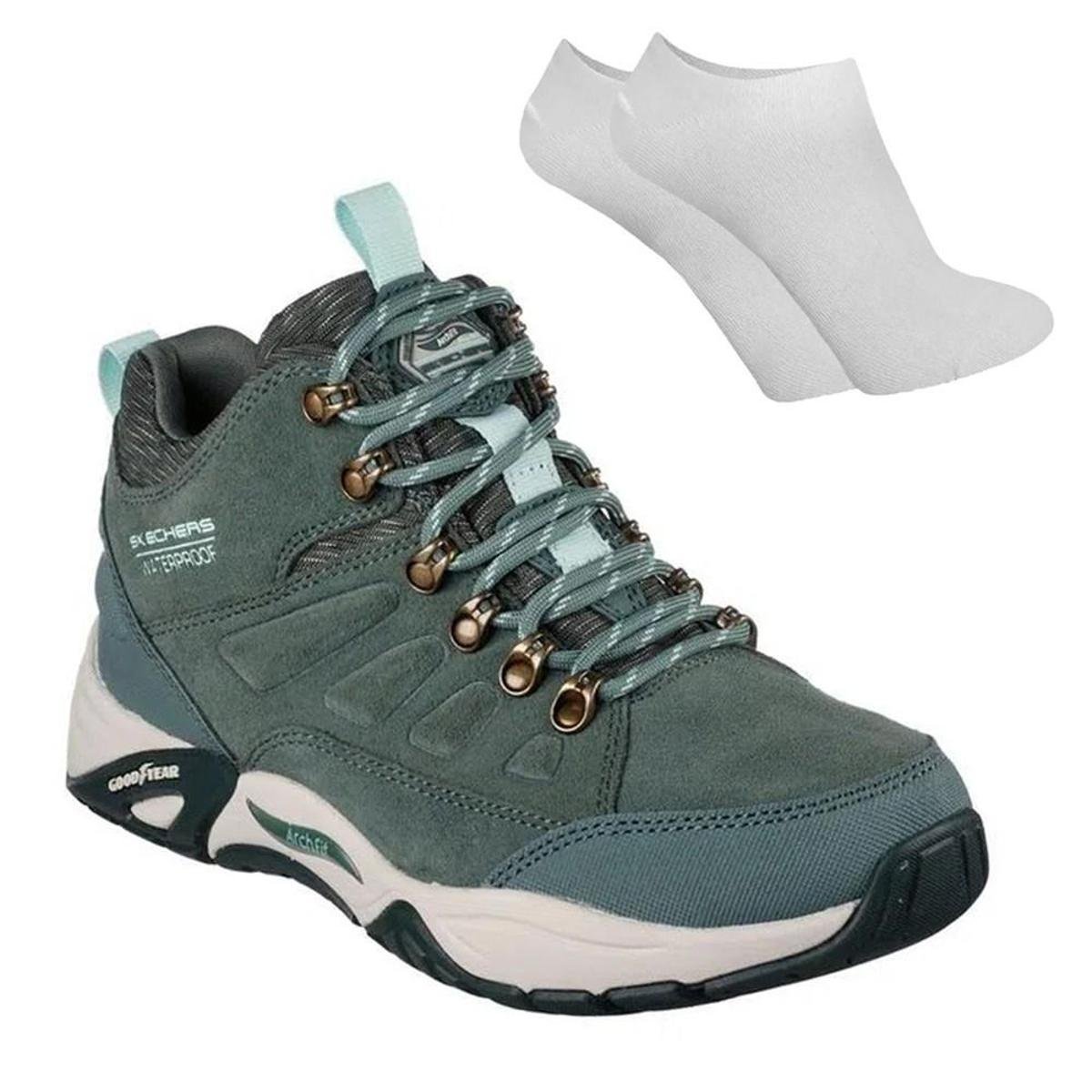 Kit Bota Skechers Arch Fit Recon Feminina + Par d Menor preço em Kit Bota Skechers Arch Fit Recon Feminina + Par d