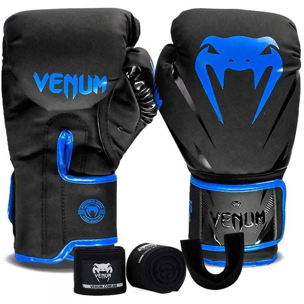 Kit Box Venum New Impact Evo Luva Bandagem e Bucal