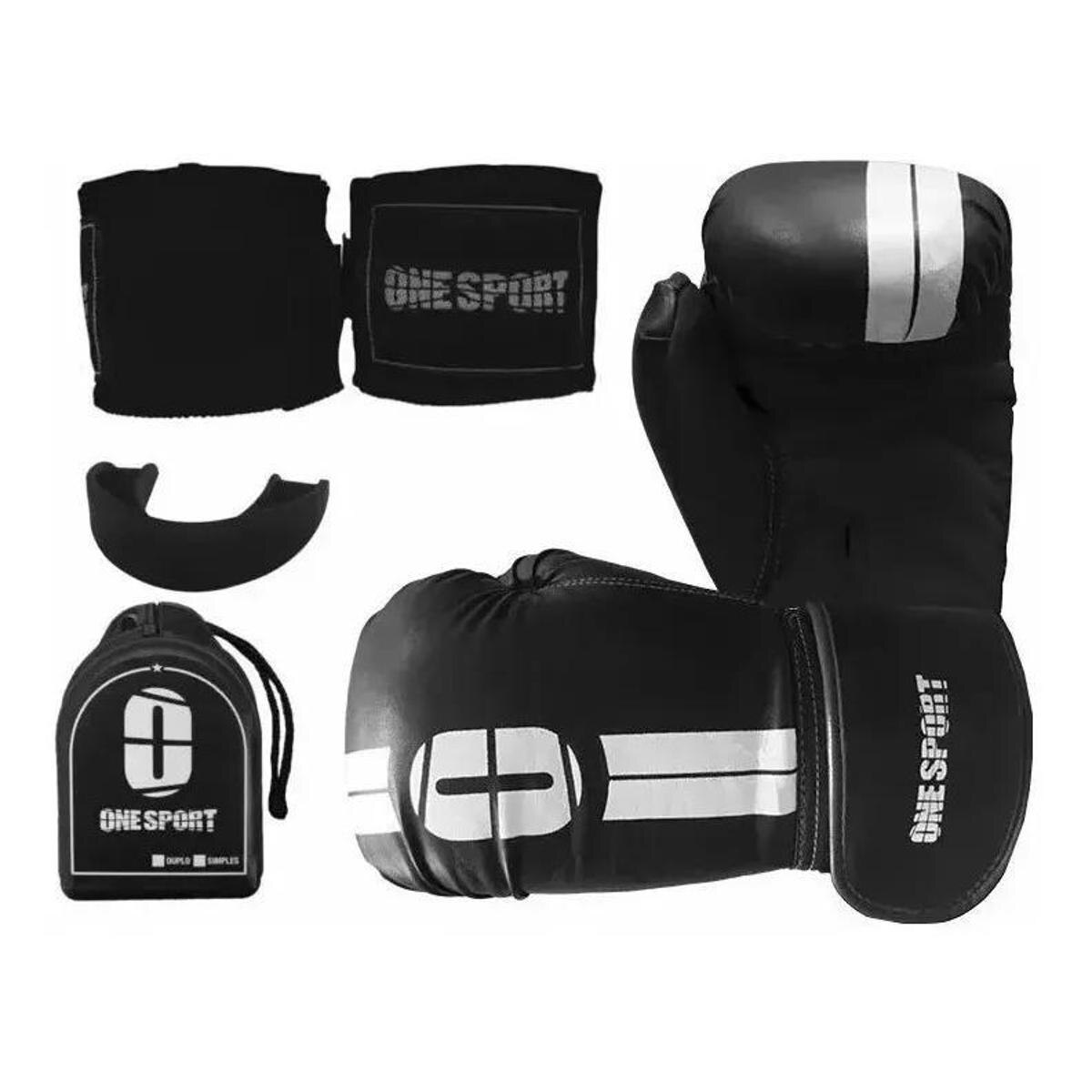 Kit Boxe Muay Thai OneSport Luva + Bandagem + Bucal Menor preço em Kit Boxe Muay Thai OneSport Luva + Bandagem + Bucal