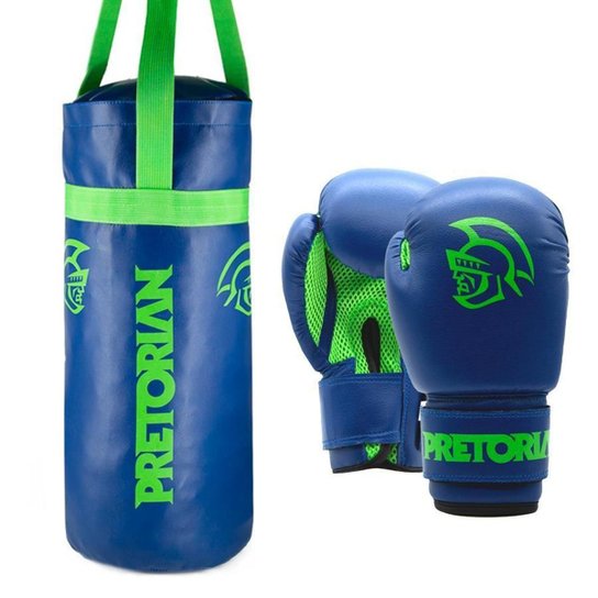 KIT BOXE/MUAY THAI INFANTIL PRETORIAN AZUL - Azul Menor preço em KIT BOXE/MUAY THAI INFANTIL PRETORIAN AZUL - Azul