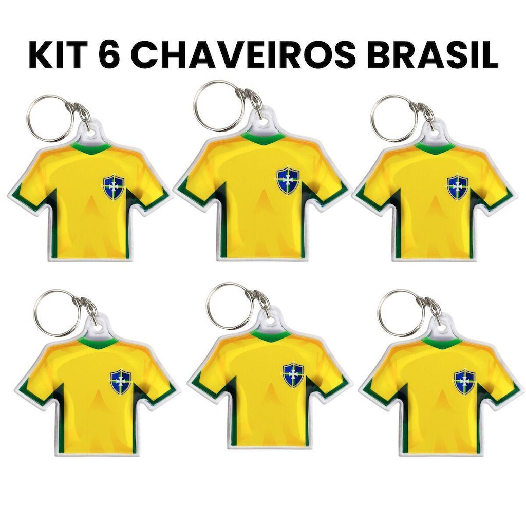 Kit Brasil 6 Chaveiros Copa 2026 Relevo 3d Magicc