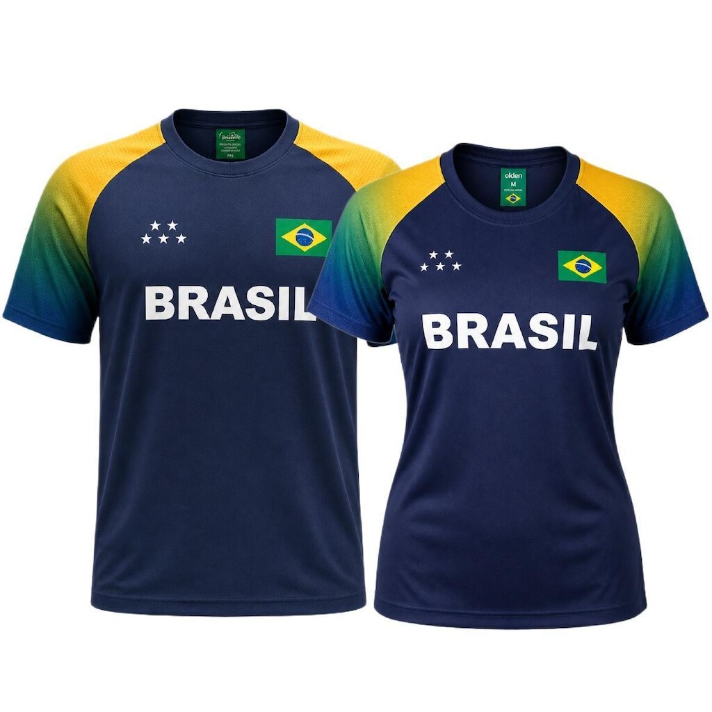 Kit Brasil Camisa Amazônica Azul - Adulto