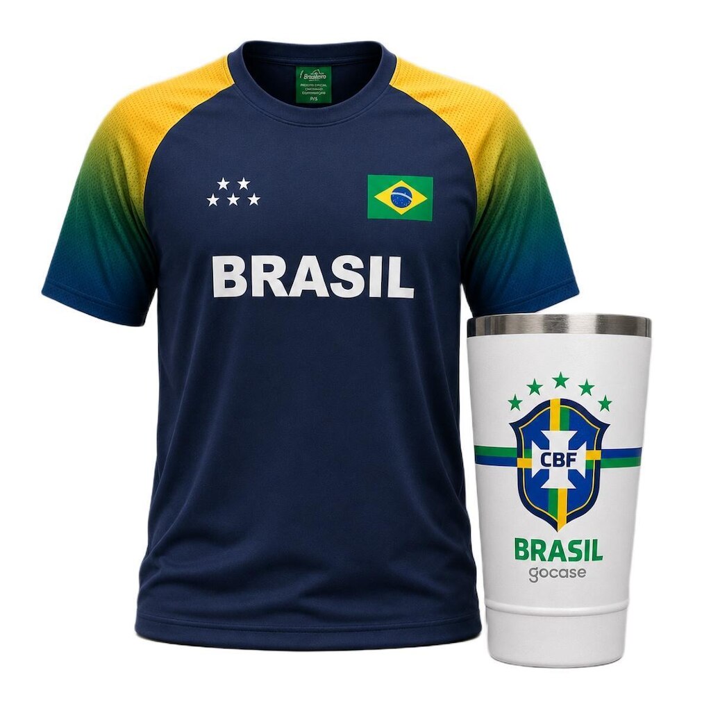 Kit Brasil Camisa e Copo Térmico Gocase - Masculino