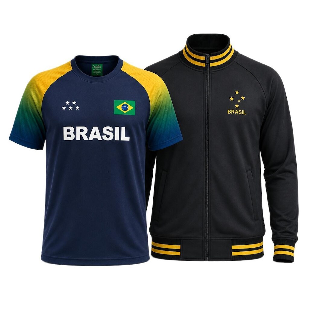 Kit Brasil Jaqueta Estrelas Olden + Camisa Amazônica - Masculino