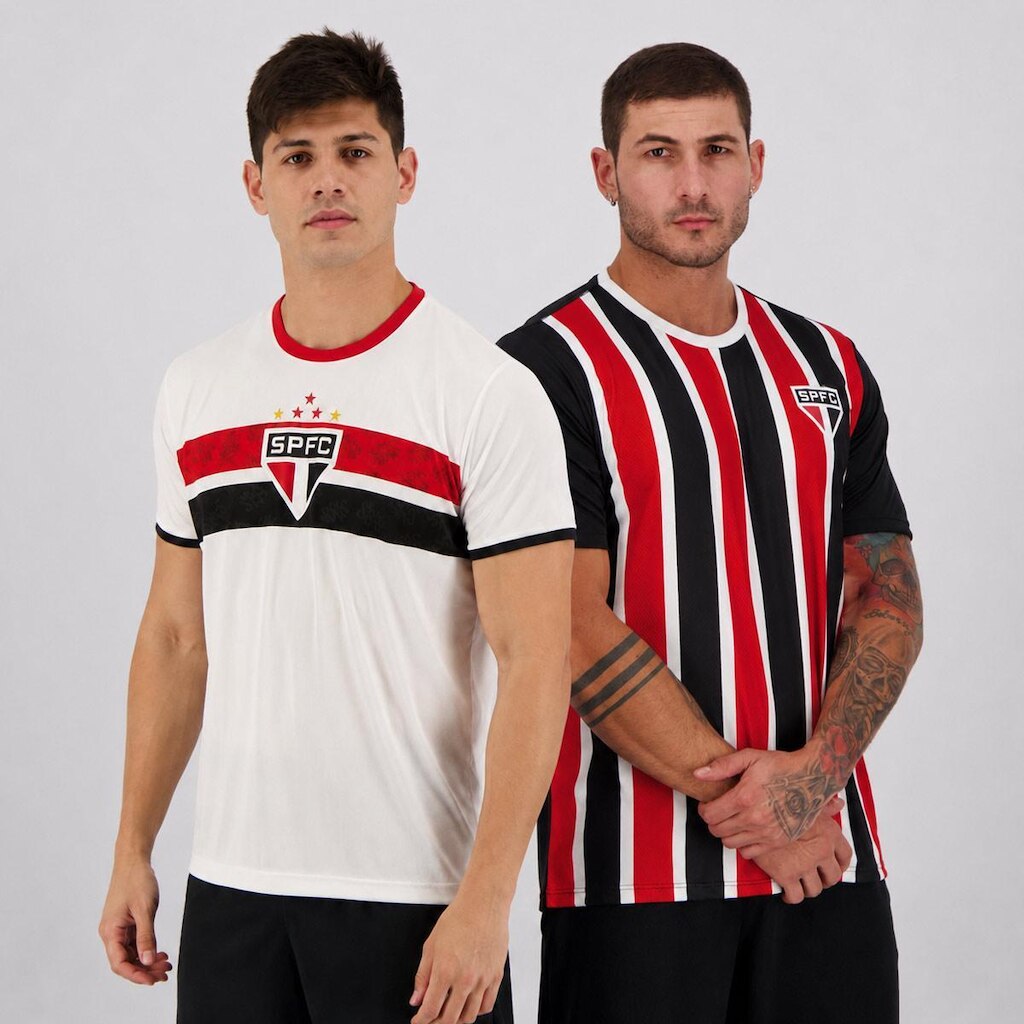 Kit Braziline 2 Camisas São Paulo Change + Stencil Feminina Masculino