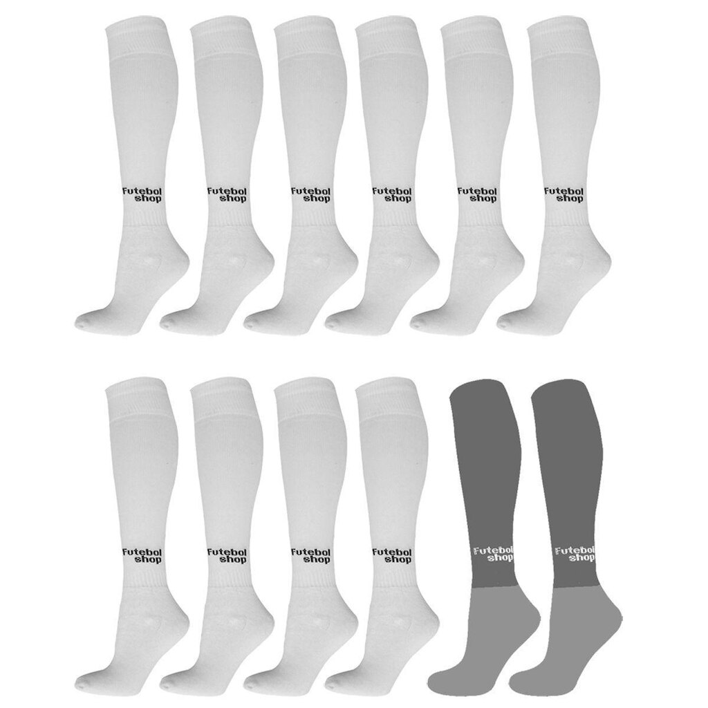 Kit C/ 12 Pares Meião Juvenil (Branco + Cinza) - 33/38