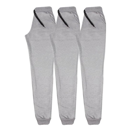 Kit c/ 3 Calças Basic Dooker Masculina - Cinza Menor preço em Kit c/ 3 Calças Basic Dooker Masculina - Cinza