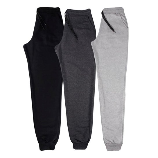 Kit c/ 3 Calças Basic Dooker Masculina - Cinza+Preto Menor preço em Kit c/ 3 Calças Basic Dooker Masculina - Cinza+Preto