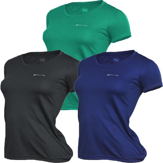 Kit C/ 3 Camisetas Femininas Stigli Pro Fit - Preto+Marinho é ruim? Kit C/ 3 Camisetas Femininas Stigli Pro Fit - Preto+Marinho é boa?