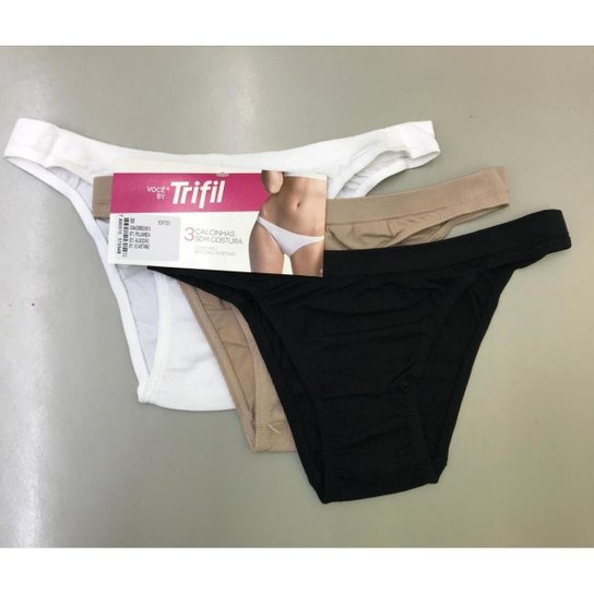 Kit C/3 Calcinha Tanga Trifil Ref.4403 - Preto Menor preço em Kit C/3 Calcinha Tanga Trifil Ref.4403 - Preto