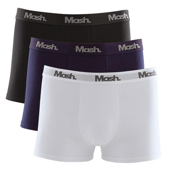 Kit C/3 Cueca Boxer Cotton Mash Ref. 111.39 - Branco Menor preço em Kit C/3 Cueca Boxer Cotton Mash Ref. 111.39 - Branco