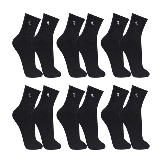 Kit C/6 Meia Masculina Lupo Cano Médio 03245-089 - Preto Menor preço em Kit C/6 Meia Masculina Lupo Cano Médio 03245-089 - Preto