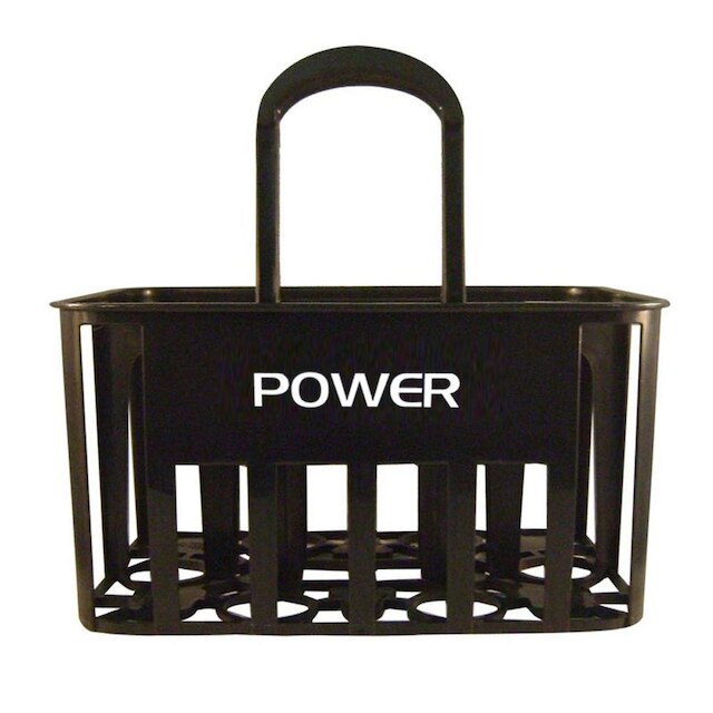 Kit c/6 Squeeze + Cesta Porta Garrafas Power Preta Bico Automático