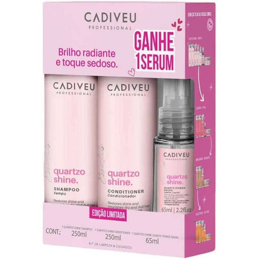 Kit Cadiveu Quartzo Shine - Sh 250ml Cond 250ml Sérum 65ml
