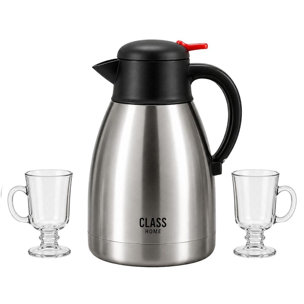 Kit Café Garrafa Inox 1L e 2 Canecas Irish Class Home