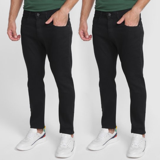 Kit Calça Jeans Skinny Vale de West Casual Masculina - 2 Peças - Preto Menor preço em Kit Calça Jeans Skinny Vale de West Casual Masculina - 2 Peças - Preto