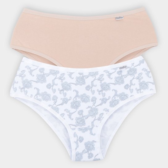 Kit Calcinha Alta DelRio Cotton 2 Peças - Floral Menor preço em Kit Calcinha Alta DelRio Cotton 2 Peças - Floral