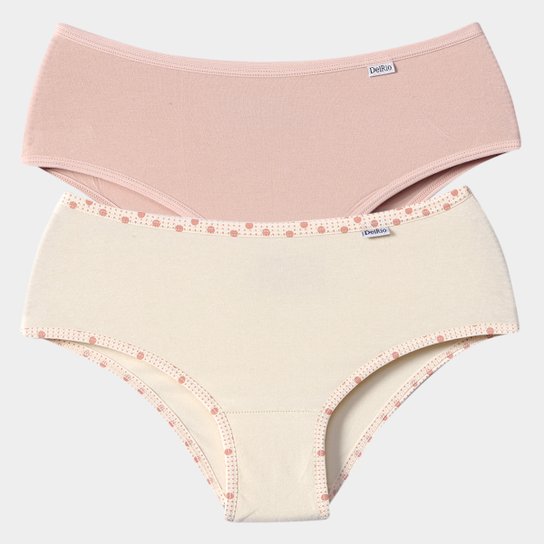 Kit Calcinha Alta DelRio Cotton 2 Peças - Rosa Claro Menor preço em Kit Calcinha Alta DelRio Cotton 2 Peças - Rosa Claro