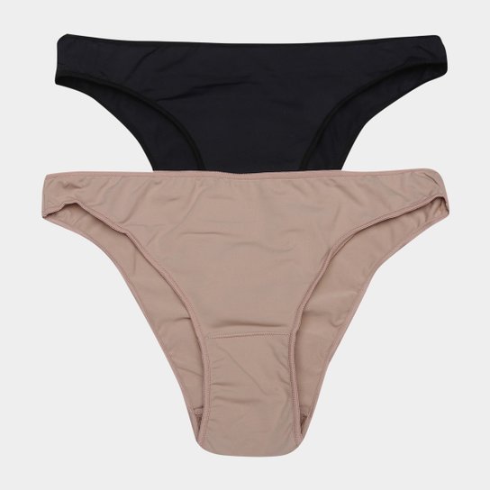 Kit Calcinha de Biquíni Bonjour 2 Peças - Bege+Preto Menor preço em Kit Calcinha de Biquíni Bonjour 2 Peças - Bege+Preto