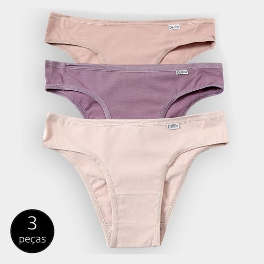 Kit Calcinha Del Rio c/ 3 Peças - Roxo+Bege Menor preço em Kit Calcinha Del Rio c/ 3 Peças - Roxo+Bege