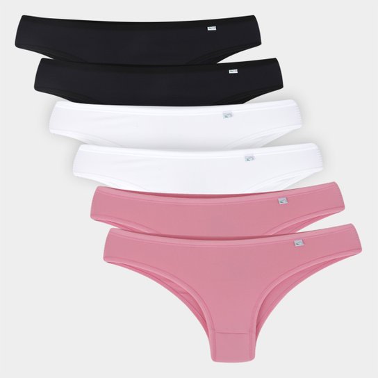 Kit Calcinha Delcotton Biquini Microfibra Lisa 6 Peças - Preto+Branco Menor preço em Kit Calcinha Delcotton Biquini Microfibra Lisa 6 Peças - Preto+Branco