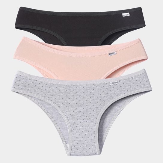 Kit Calcinha DelRio Cotton Lateral Média 3 Peças - Preto+Cinza é ruim? Kit Calcinha DelRio Cotton Lateral Média 3 Peças - Preto+Cinza é boa?