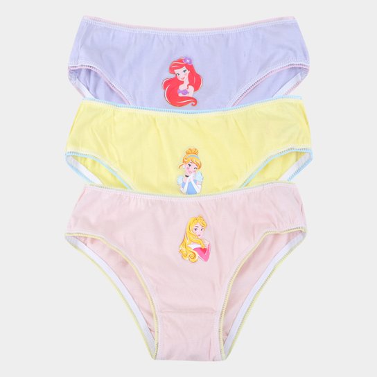 Kit Calcinha Infantil Evanilda Disney Princesas C/ 3 Peças - Rosa+Lilás Menor preço em Kit Calcinha Infantil Evanilda Disney Princesas C/ 3 Peças - Rosa+Lilás