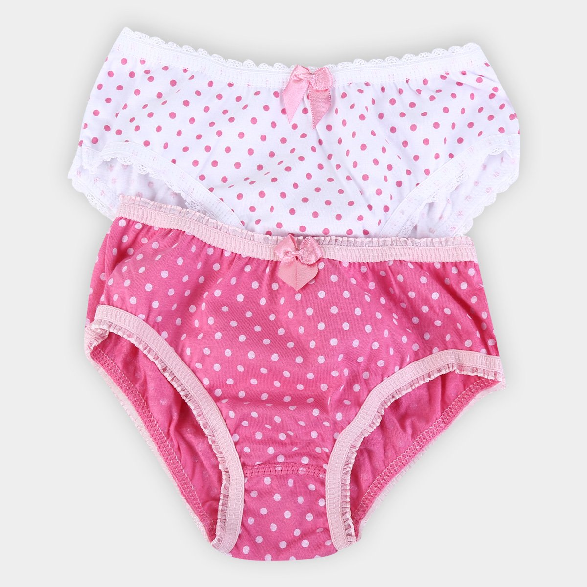 Kit Calcinha Infantil Lupo Lobinha Poá - 2 Peças - Rosa | Netshoes