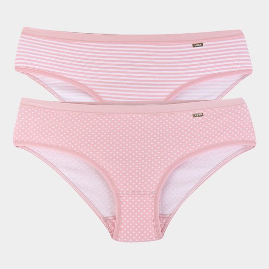 Kit Calcinha Lupo Listrada 2 Peças - Rosa