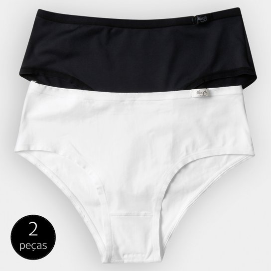 Kit Calcinha Sloggi Média Classic 2 Peças - Preto+Branco Menor preço em Kit Calcinha Sloggi Média Classic 2 Peças - Preto+Branco