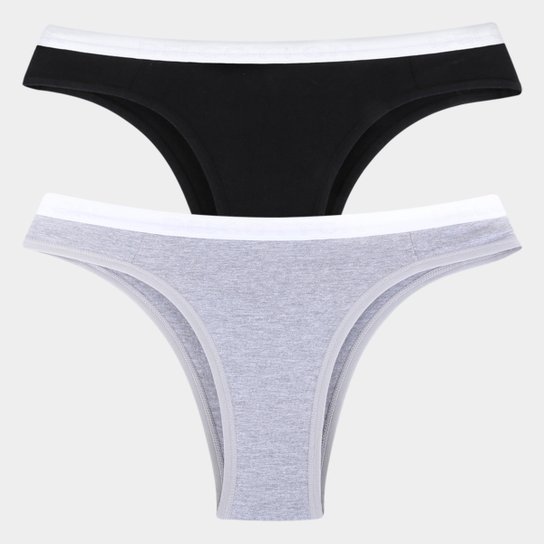 Kit Calcinha Tanga Delcotton Com Elástico 2 Peças - Preto+Cinza é ruim? Kit Calcinha Tanga Delcotton Com Elástico 2 Peças - Preto+Cinza é boa?