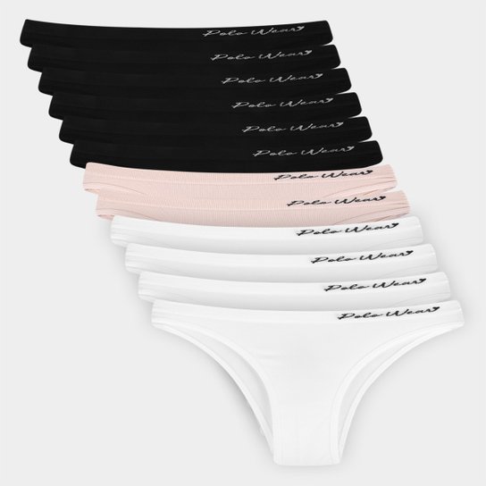 Kit Calcinha Tanga Polo Wear Microfibra 12 Peças - Sortido Menor preço em Kit Calcinha Tanga Polo Wear Microfibra 12 Peças - Sortido