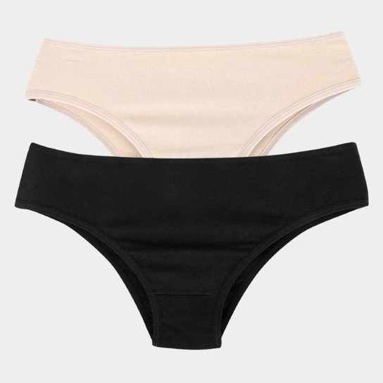 Kit Calcinha Trifil C/ 2 Peças - Nude+Preto Menor preço em Kit Calcinha Trifil C/ 2 Peças - Nude+Preto