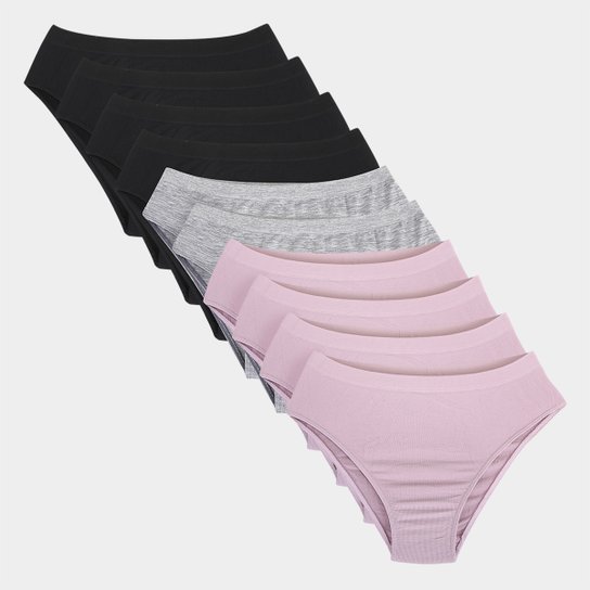 Kit Calcinha Trifil Microfibra 10 Peças - Preto+Cinza Menor preço em Kit Calcinha Trifil Microfibra 10 Peças - Preto+Cinza