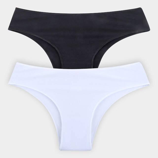Kit Calcinhas Tanga Elegance Algodão Orgânico 2 Peças - Preto+Branco Menor preço em Kit Calcinhas Tanga Elegance Algodão Orgânico 2 Peças - Preto+Branco