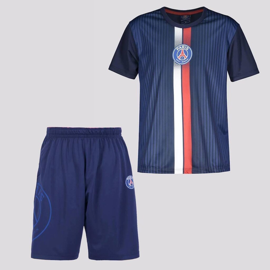 Kit Camisa + Calção PSG Infantil Azul